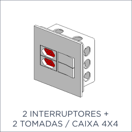 2 Interruptores + 2 Tomadas / Caixa 4x4