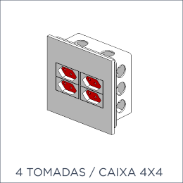 4 Tomadas / Caixa 4x4